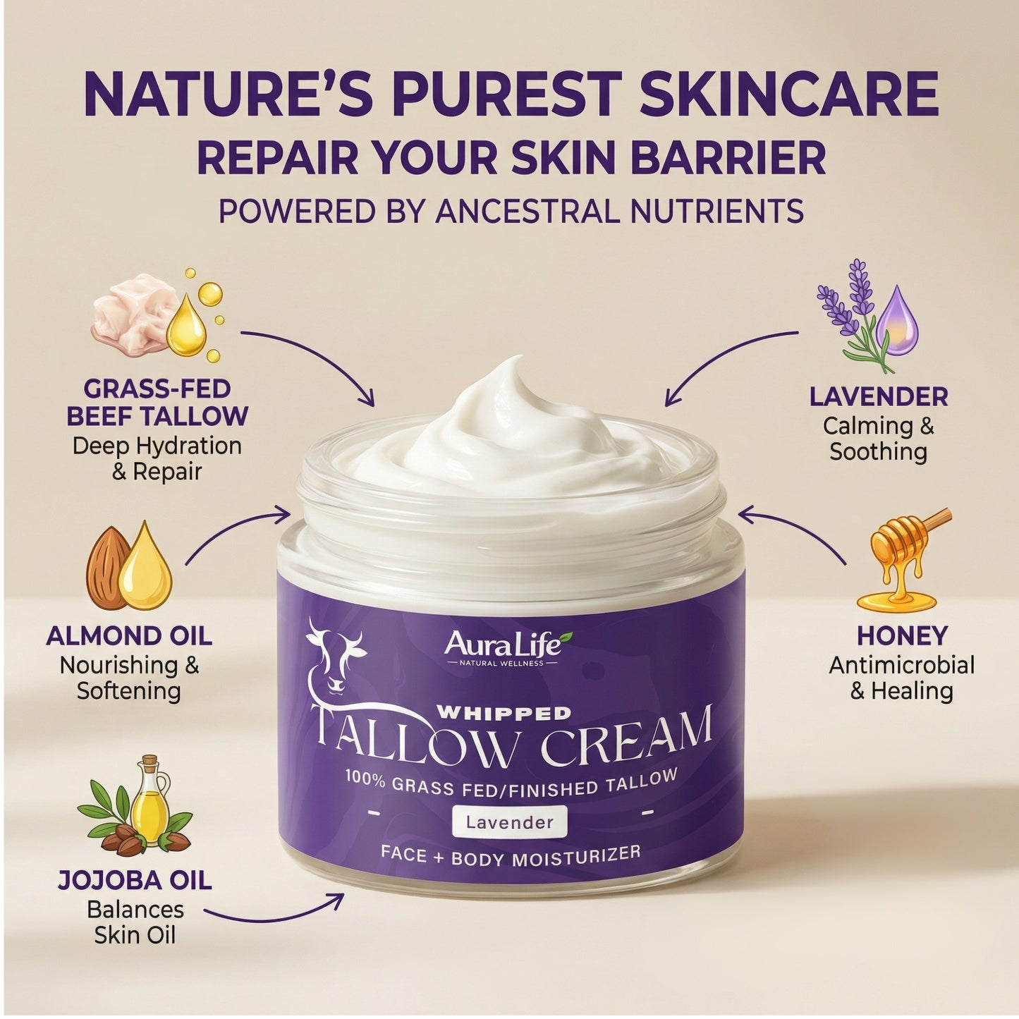 Whipped Tallow Cream - Lavender