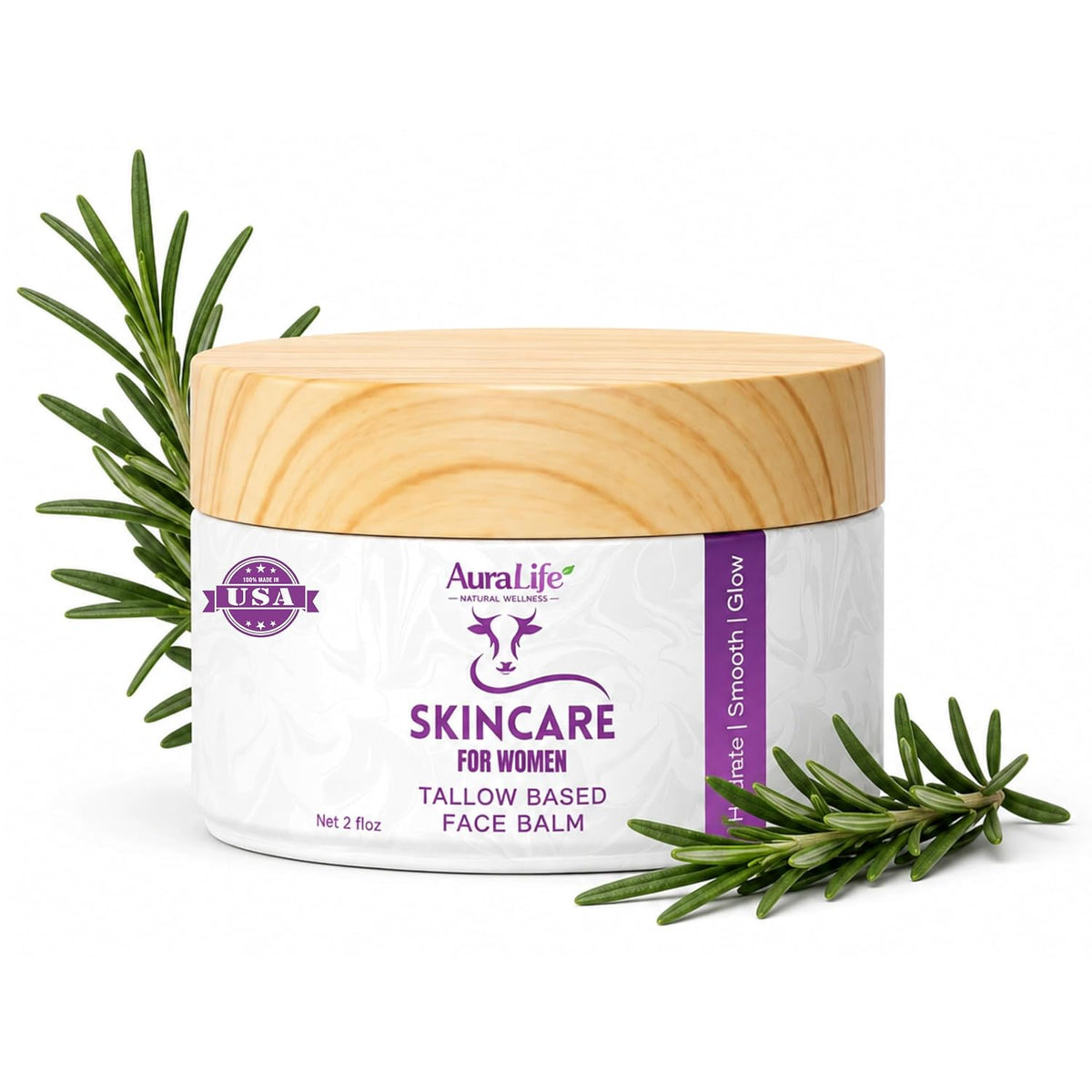 AuraLife Tallow Balm for Women's - Rosemarry + Aloeswood