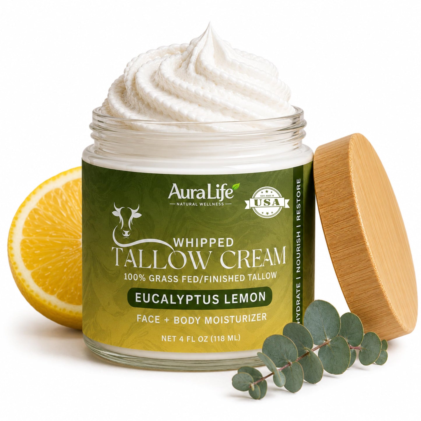 AuraLife Whipped Tallow Cream - Eucalyptus Lemon