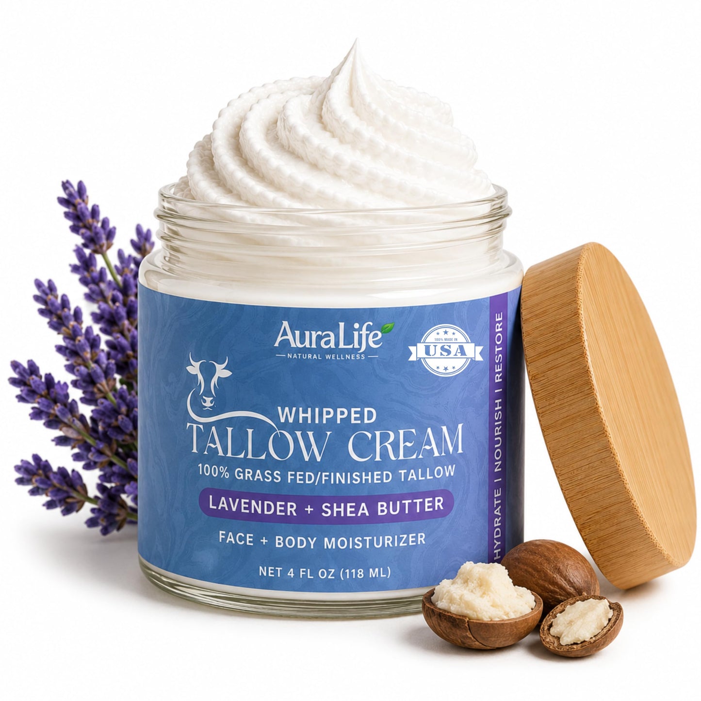 AuraLife Whipped Tallow Cream - Lavender & Shea Butter