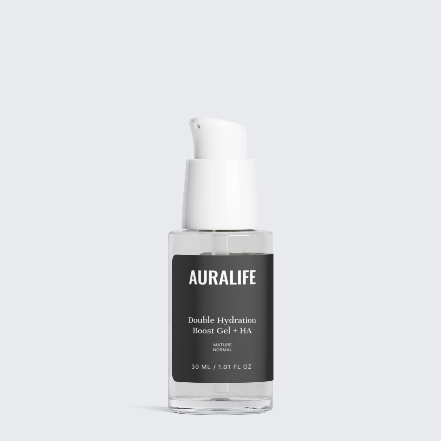 Auralife skincare bottle on a light gray background