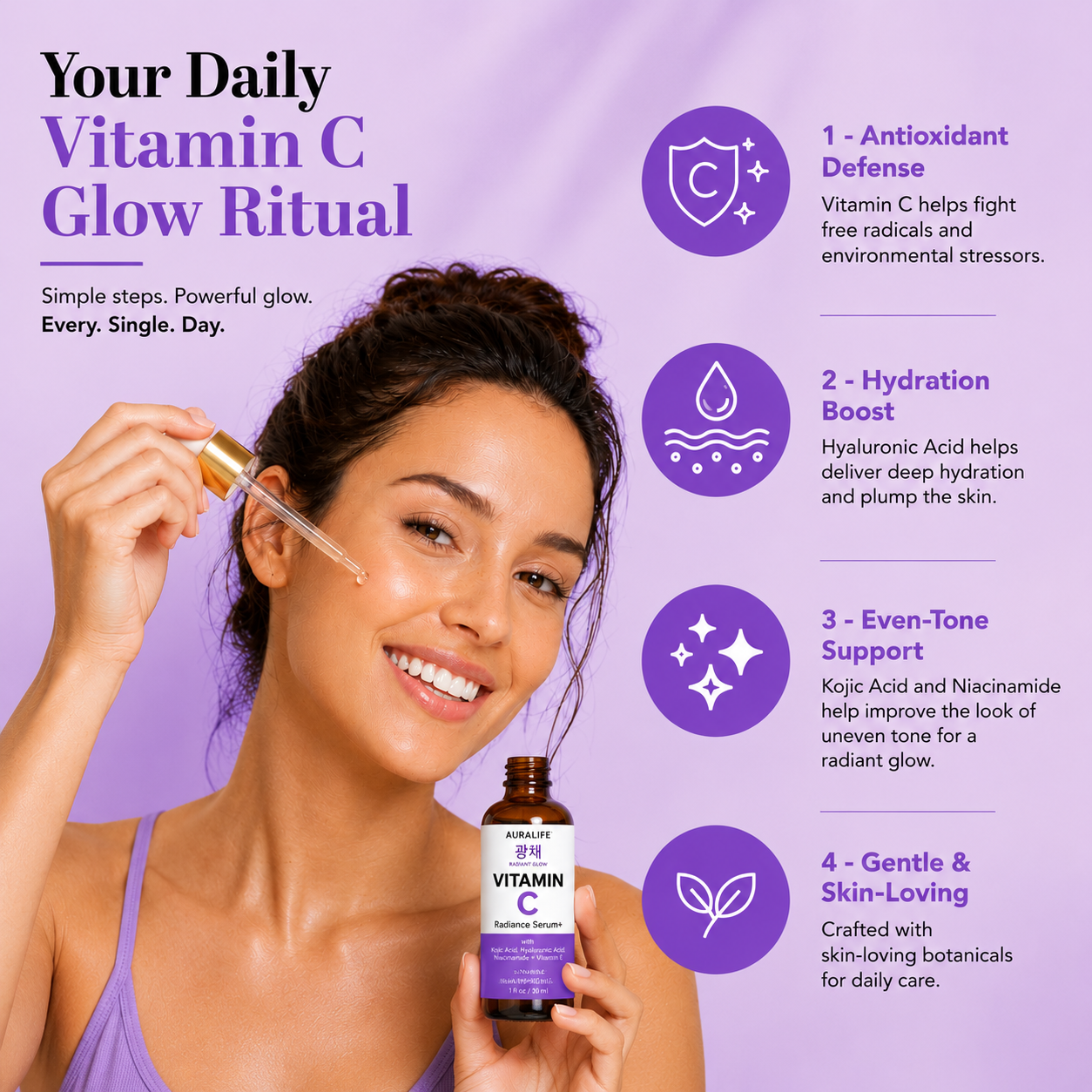 Aura Life Vitamin C Retional Serum+ with Kojic Acid, Niacinamide, Hyaluronic Acid & Vitamin E