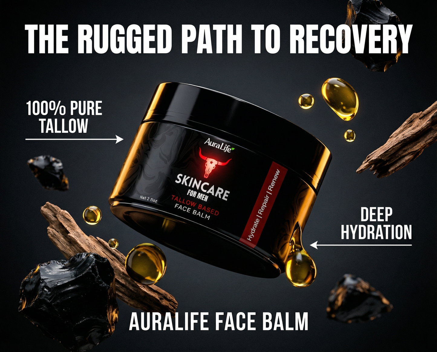 Tallow Face & Body Balm for Men's - Tremella Mushroom + Agarwood