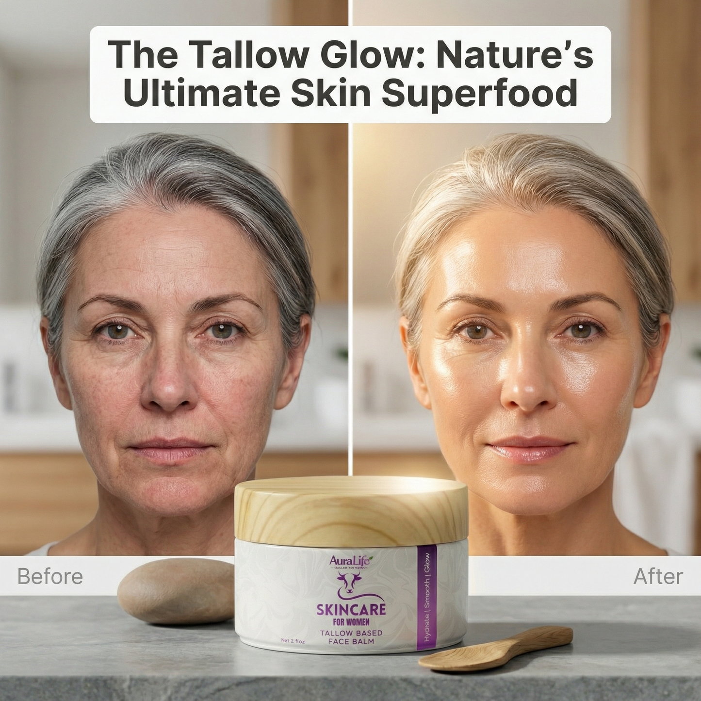 Tallow Face & Body Balm for Women's - Rosemarry + Aloeswood