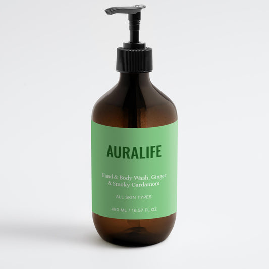 Brown bottle with green label featuring 'Auralife' on a white background